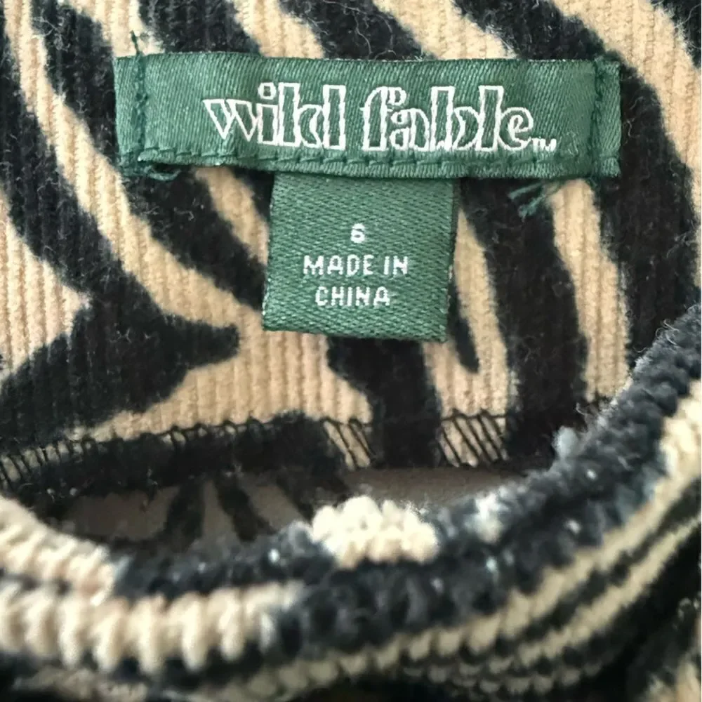 Wild Fable A-Line skirt Bold Zebra Print Pattern Black and Tan corduroy